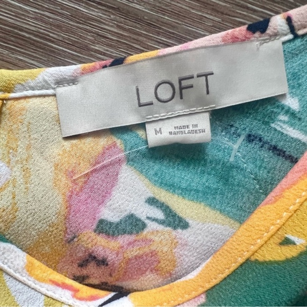 Loft Floral Ruffle V-Back Shell Top - Picture 5 of 5